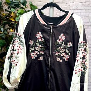 Sukajan Harajuku Floral Embroidered Reversible Bomber Jacket